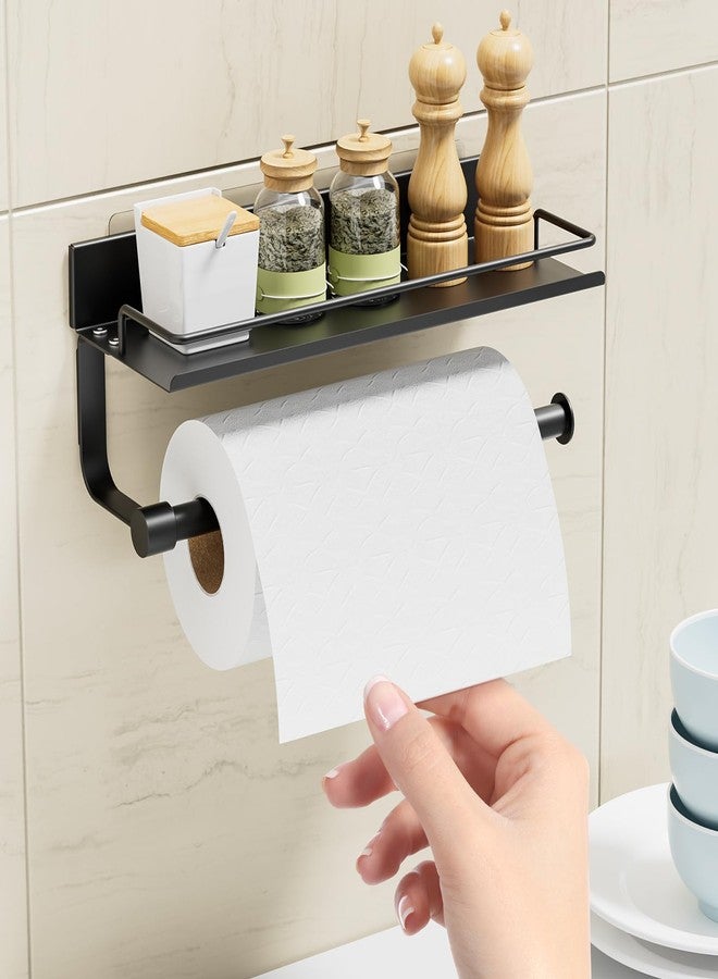 GAGUIUP Hand Towel Holder for Bathroom, Self Adhesive Paper Towel Holder Wall Mount for Kitchen, Ideal RV Paper Towel Rack, Matte Black - Image 2
